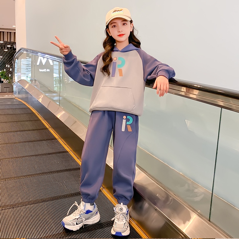 Bộ Đồ Thể Thao Hai Mảnh Áo Hoodie + Quần Dài Vừa Thời Trang Hàn Quốc Mùa Xuân Thu Cho Bé Gái 120-170cm