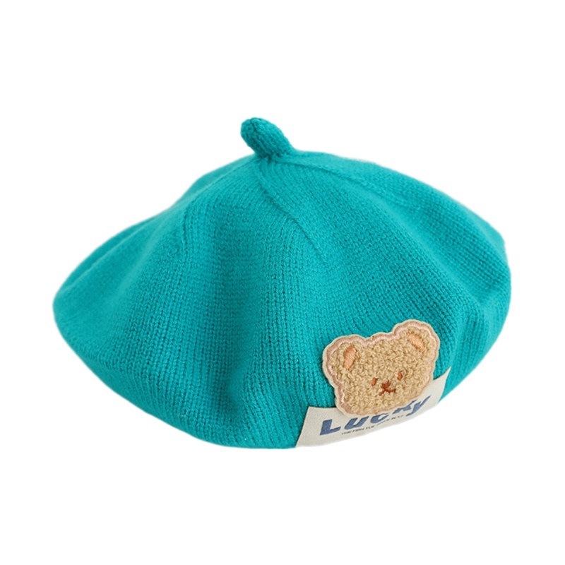 Mũ beret Dệt Kim Hình Gấu Có Thể Điều Chỉnh Thoải Mái Cho Bé