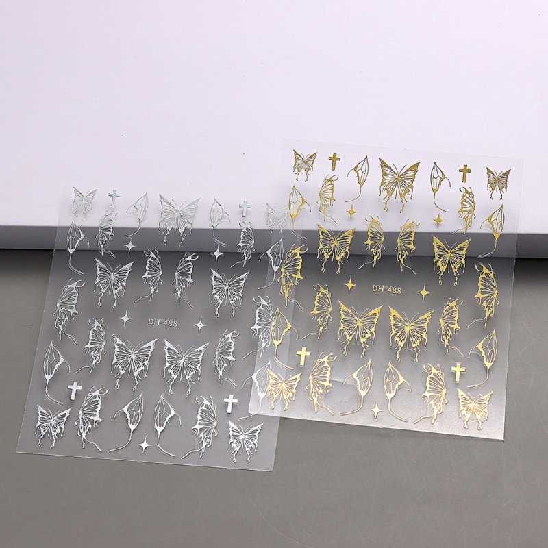 Richh Set 6 Tấm Sticker Dán Móng Nghệ Thuật diy Hình Bướm