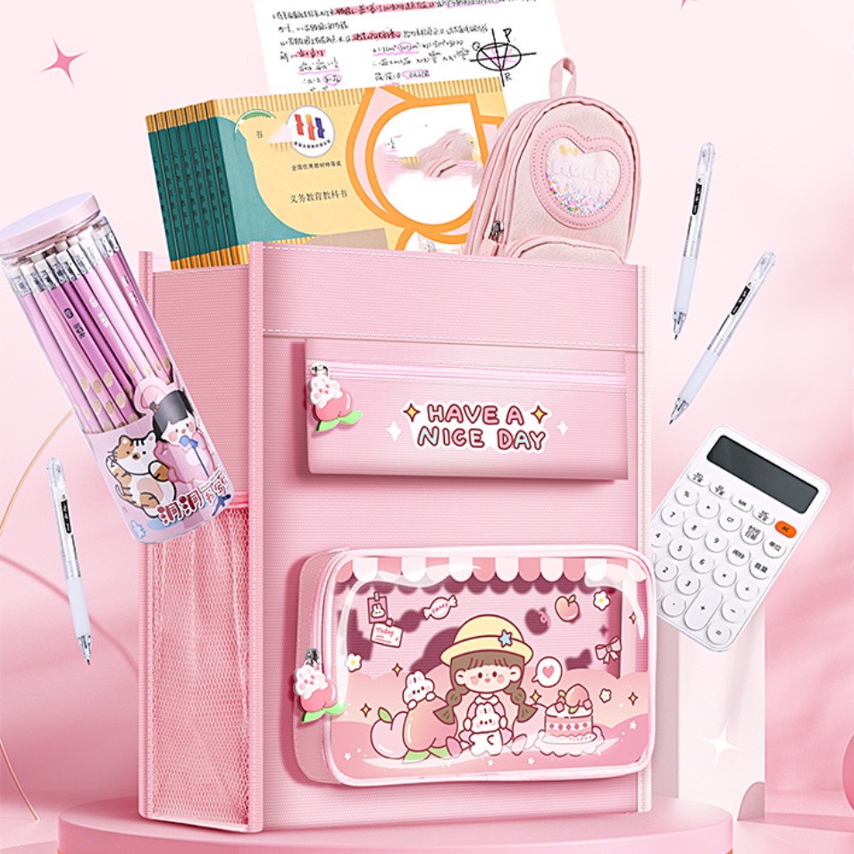 Túi tote Vải canvas In Hoạt Hình Phối Khóa Kéo Đựng Sách Tiện Dụng Cho Học Sinh