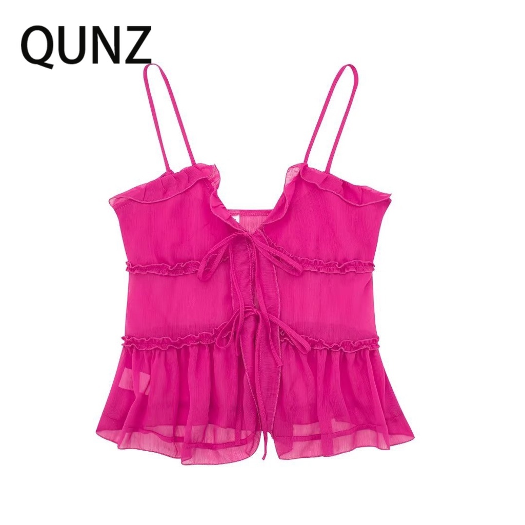 Áo vest Đa Năng Xếp Nếp Bán Trong Suốt qunz 6061