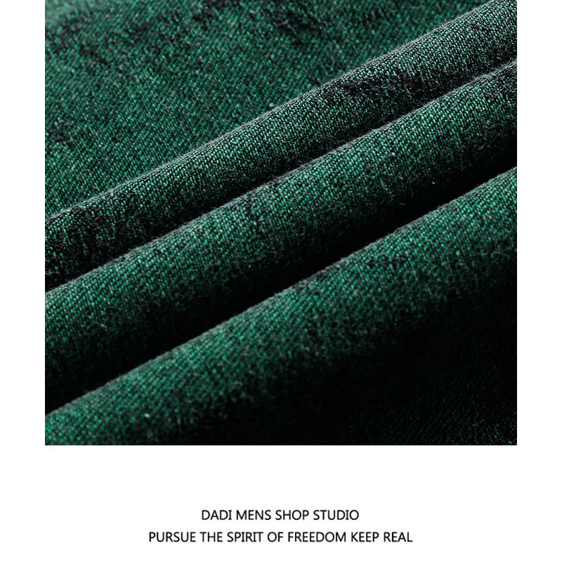 Áo khoác nam，áo sơ mi tay dài，áo nam đẹp，áo nam đẹp，áo đông，áo cộc nam，áo nam，Áo Khoác denim Nhuộm Màu Trắng Xanh Lá Đậm Dáng Rộng Thời Trang Xuân Thu Mới Cho Nam Và Nữ，xanh，đen