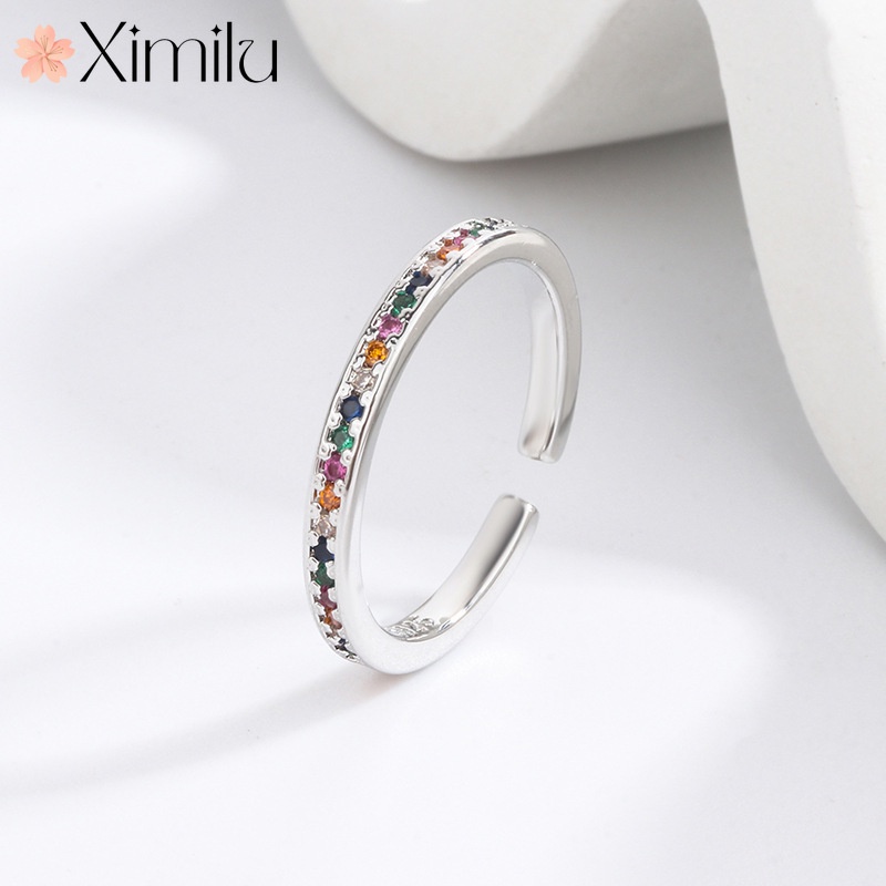Nhẫn Thép Titan Đính Đá zircon Nhiều Màu Sắc Đơn Giản Cho Nữ