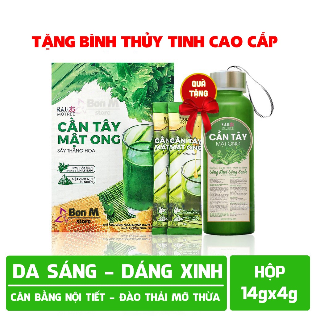 Cần Tây Mật Ong Motree Chính Hãng 14 Gói | Giảm Cân Cấp Tốc | Mua 3 Tặng 1 Bình