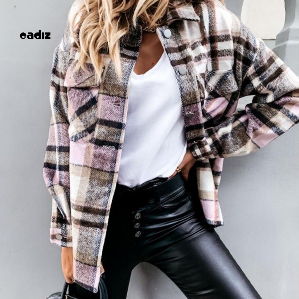 Cadi Áo Khoác Sơ Mi Tay Dài Cổ Bẻ Cài Nút Họa Tiết Kẻ Sọc Thời Trang Mùa Thu Cho