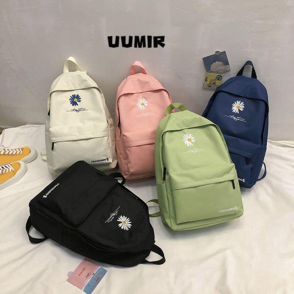 UUMIR Ba Lô Đi Học / Du Lịch Vải canvas Thêu Hoa Cúc Sức Chứa Lớn Thời Trang