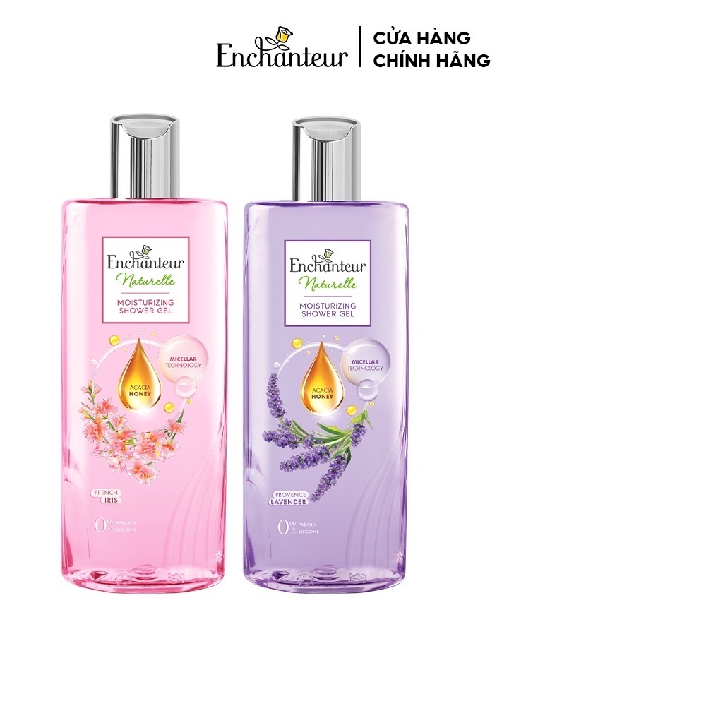 Combo Sữa tắm dưỡng da Enchanteur Naturelle hương hoa Lavender và Iris 260gr/Chai