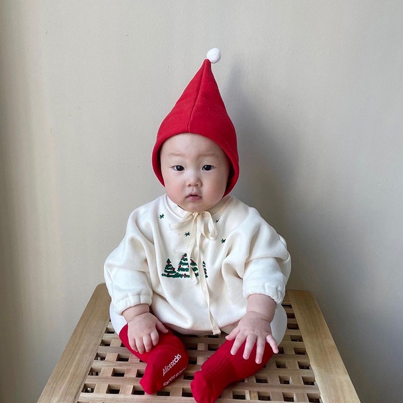 Mới Bộ Áo Liền Quần Bằng Lông Cừu Họa Tiết Giáng Sinh Dễ Thương Thời Trang Thu Đông Cho Bé Sơ Sinh