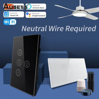 Quạt trần Aubess Wifi Công tắc cảm ứng thông minh Alexa Echo Smart Life Tuya App Control Điều chỉnh đa tốc độ