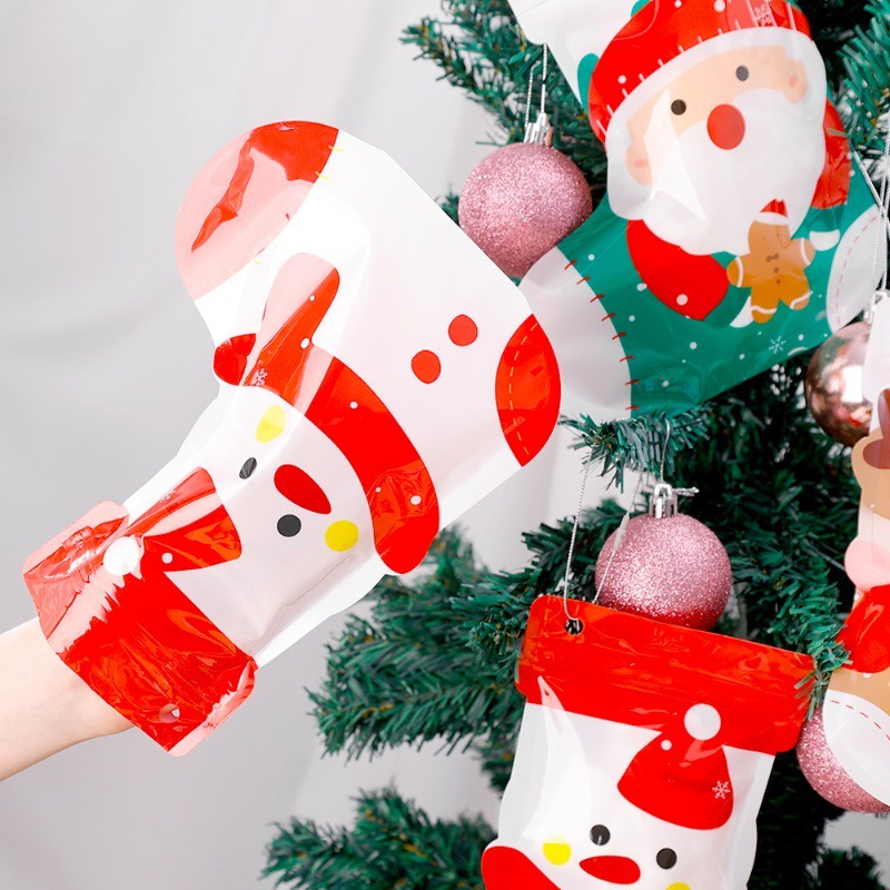 Hoạt Hình Túi Nhựa Đựng Quà / Đồ Tráng Miệng Có Khóa Kéo Hình Ông Già Noel / Người Tuyết diy