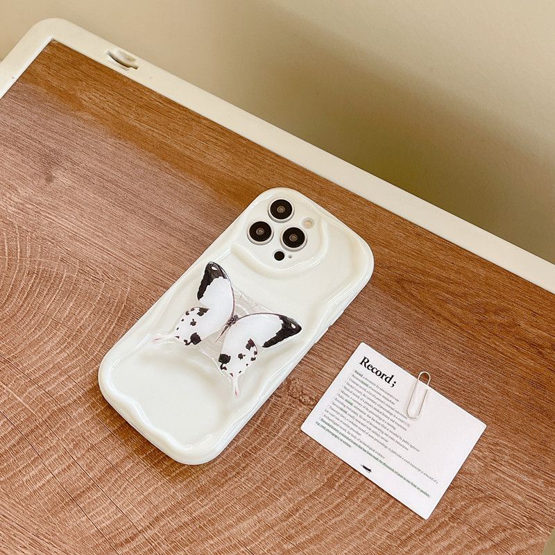Casing Redmi Note 13 12 Pro+ 5G 12s 11s 11 4G 9S Pro Plus 13C 12C A1 A2 POCO X5 Cute Oval Cream Edge Fine hole Airbag Shockproof Soft Case Butterfly Bracket Clear Phone Back Cover YX 02
