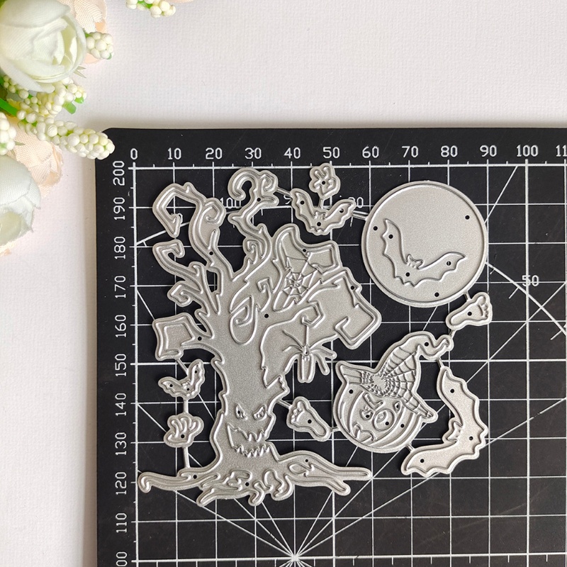 Khuôn Cắt Thẻ Trang Trí Sổ Lưu Niệm Hình Cây halloween Bằng Kim Loại diy