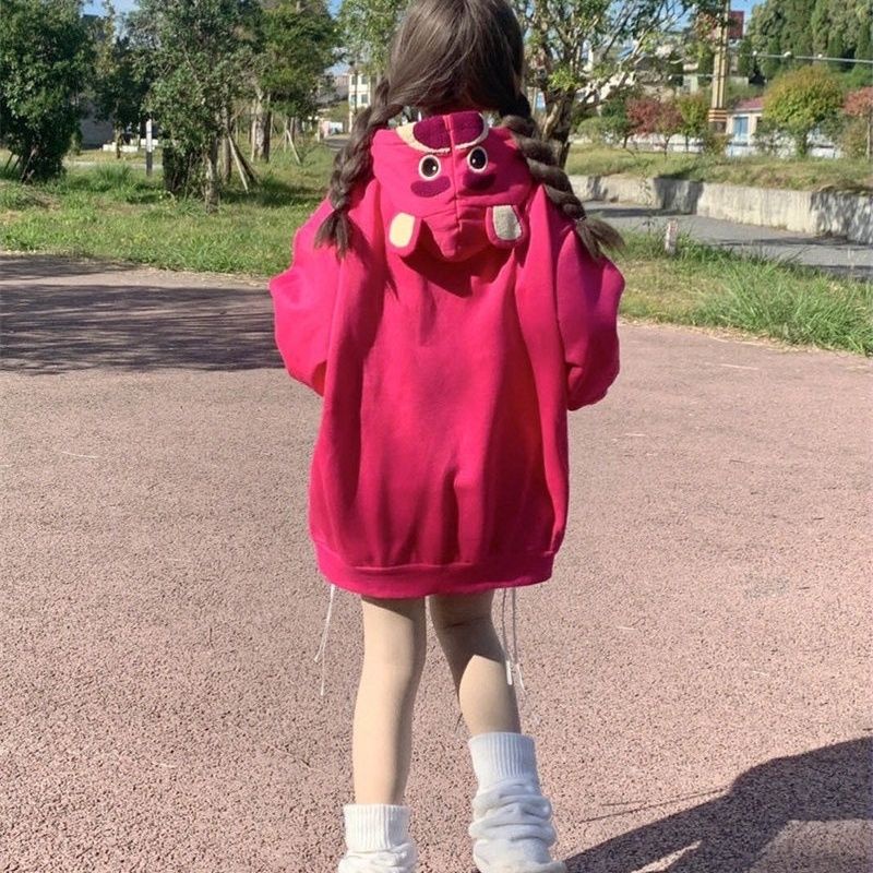 Milyfashion Áo Khoác Có Mũ Trùm Đầu Họa Tiết Tai Gấu Phong Cách hong kong Ngọt Ngào Dễ Thương Thời Trang Thu Đông Cho Nữ