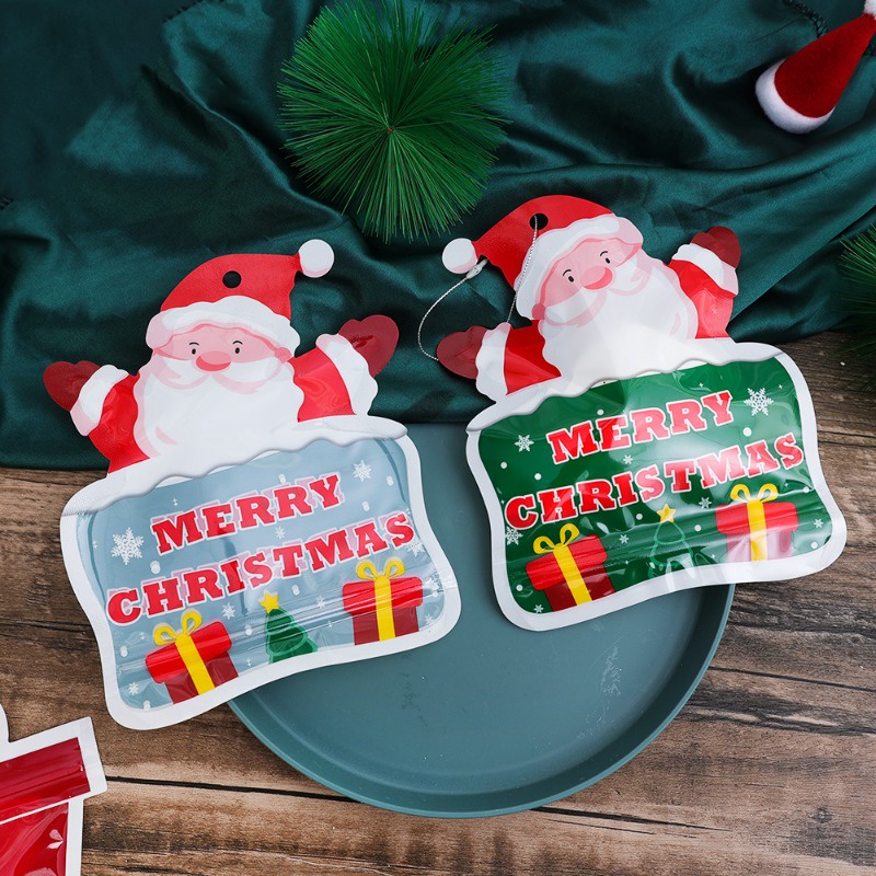 Hoạt Hình Túi Nhựa Đựng Quà / Đồ Tráng Miệng Có Khóa Kéo Hình Ông Già Noel / Người Tuyết diy