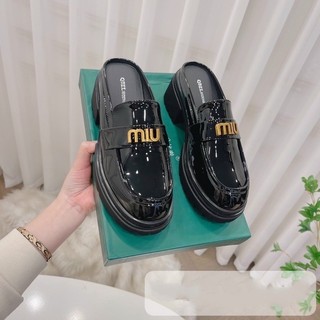 Giày nữ miu miu thời trang, sục da đế độn cao 5cm
