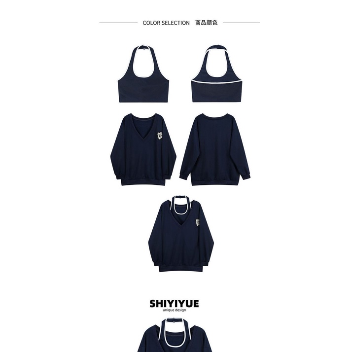 Áo Nỉ Hai Dây Hở Vai Lót Nhung Thương Hiệu Lớn Thời Trang Xuân Thu Cho Nữ