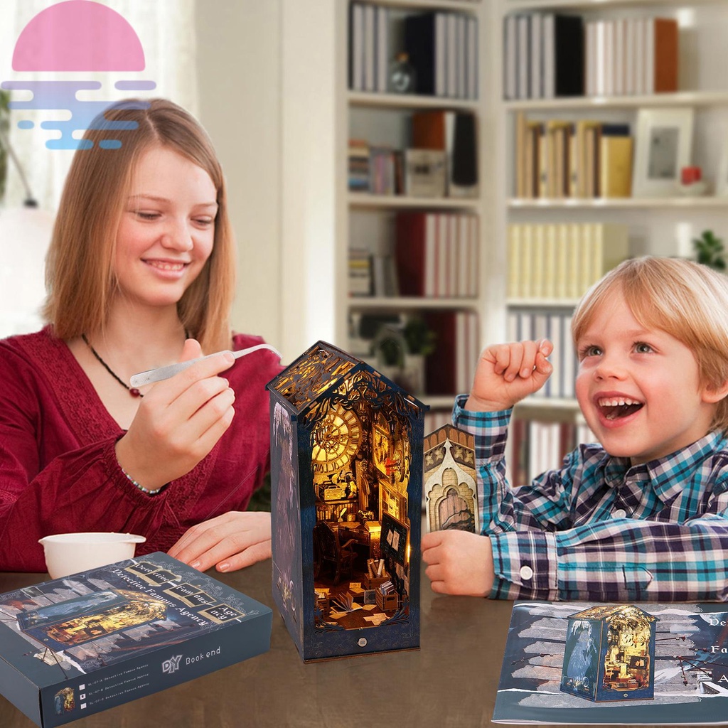 Diy Bộ Đồ Chơi Lắp Ráp Kệ Sách 3d Bằng Gỗ Có Đèn led Trang Trí Nhà Búp Bê shopskc8666