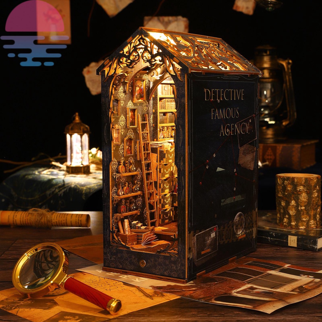 Diy Bộ Đồ Chơi Lắp Ráp Kệ Sách 3d Bằng Gỗ Có Đèn led Trang Trí Nhà Búp Bê shopskc8666