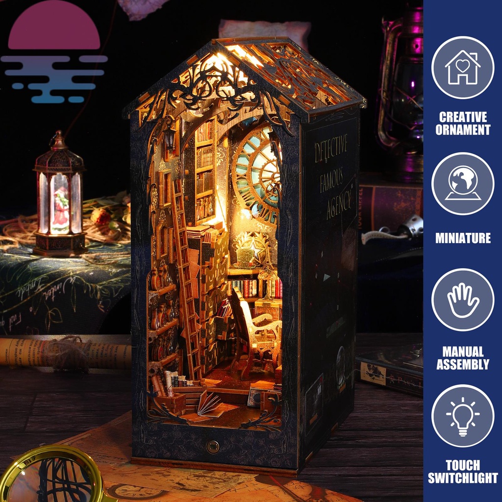 Diy Bộ Đồ Chơi Lắp Ráp Kệ Sách 3d Bằng Gỗ Có Đèn led Trang Trí Nhà Búp Bê shopskc8666