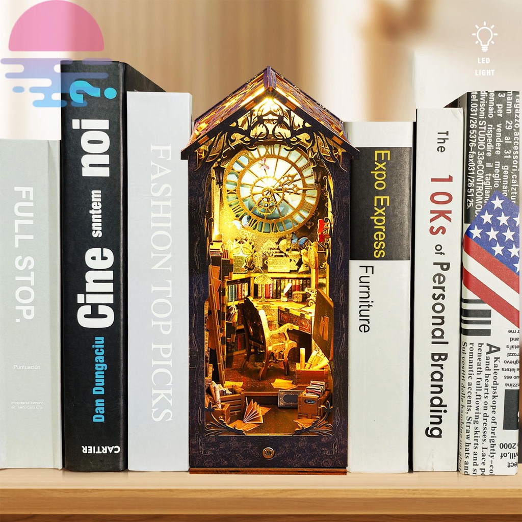 Diy Bộ Đồ Chơi Lắp Ráp Kệ Sách 3d Bằng Gỗ Có Đèn led Trang Trí Nhà Búp Bê shopskc8666