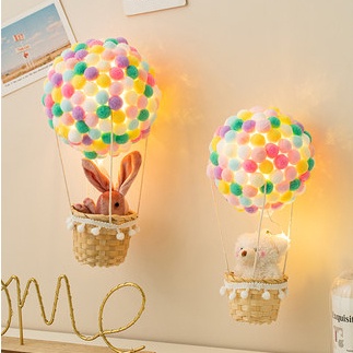 Đèn Ngủ, Đèn Decor Trang Trí Hình Khinh Khí Cầu Kèm Gấu Bông, Đồ Thủ Công DIY Sáng Tạo, Quà Tặng Ý Nghĩa
