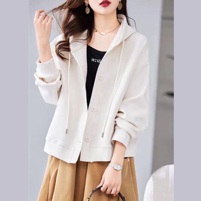 Áo Khoác Bóng Chày Có Nón Dáng Rộng Thời Trang Xuân Thu Cho Nữ