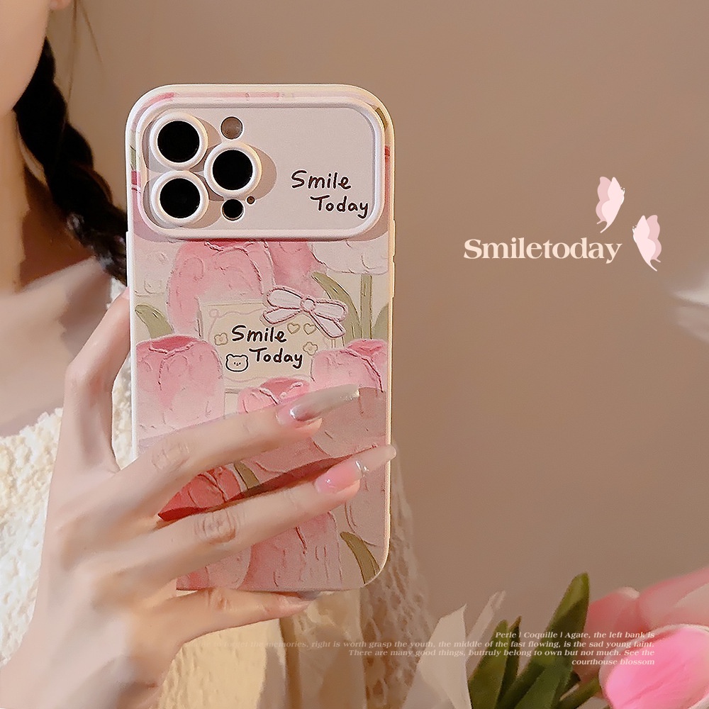 Ôp Điện Thoại tpu Silicon Hình Hoa tulip Hồng Chống Rơi Cho iphone 11 12 13 14 15 pro max plus x xr xs max 7 8 plus se2020