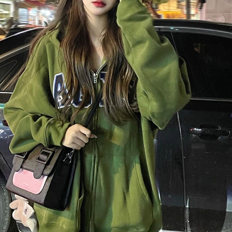 Áo Khoác Bóng Chày Có Mũ Trùm Dáng Rộng Phong Cách retro Mỹ Thời Trang Xuân Thu Dành Cho Nữ