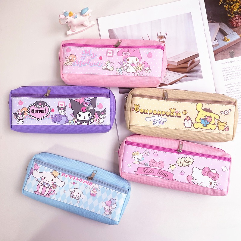Túi Đựng Bút Chì Hai Ngăn Sức Chứa Lớn In Họa Tiết Hoạt Hình kuromi Có Khóa Kéo Cho Học Sinh