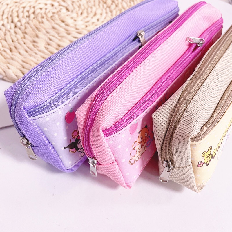 Túi Đựng Bút Chì Hai Ngăn Sức Chứa Lớn In Họa Tiết Hoạt Hình kuromi Có Khóa Kéo Cho Học Sinh