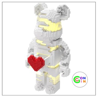 Đồ chơi lắp ráp gấu Bearbrick mảnh trơn Gon Gin