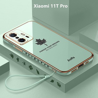 Ốp Lưng Xiaomi 11T Mạ điện Lá phong Mềm Ốp Điện Thoại Xiaomi 11T Pro
