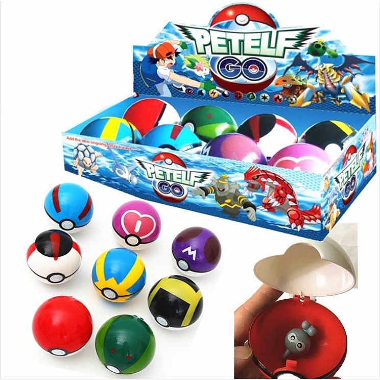 Hộp 8 Bóng Pokemon Đa Sắc Khác Nhau, Bóng Lớn 7cm, Chứa Pokemon Bất Kỳ, Full Box - Đồ Chơi Cho Bé