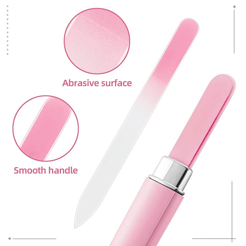 Bộ 3 Cây Dũa Móng Tay / Chân Bằng Kính Hai Mặt Kèm Hộp Đựng Dành Cho Nữ