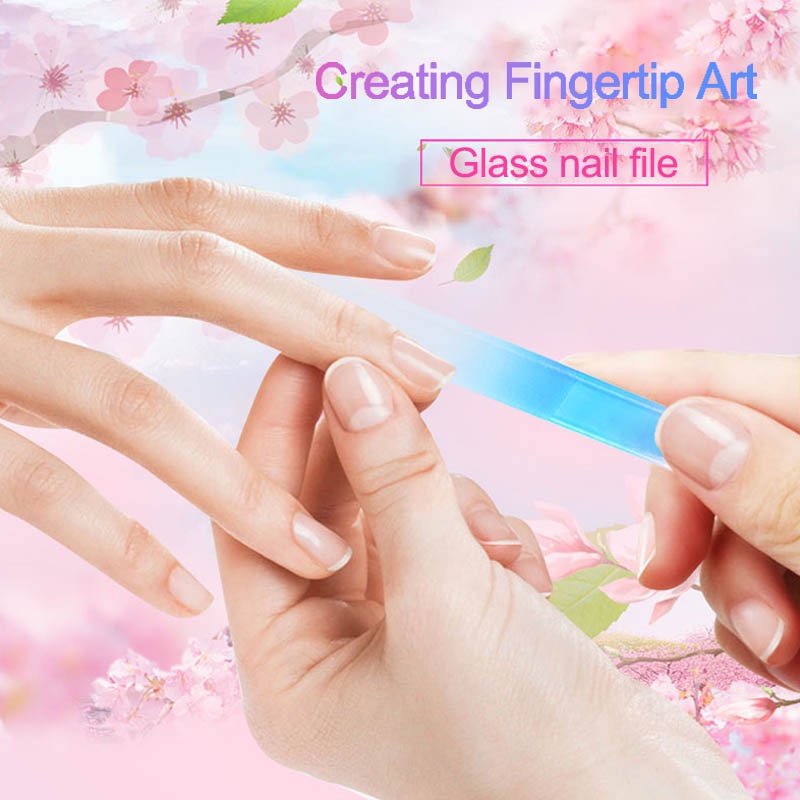 Bộ 3 Cây Dũa Móng Tay / Chân Bằng Kính Hai Mặt Kèm Hộp Đựng Dành Cho Nữ