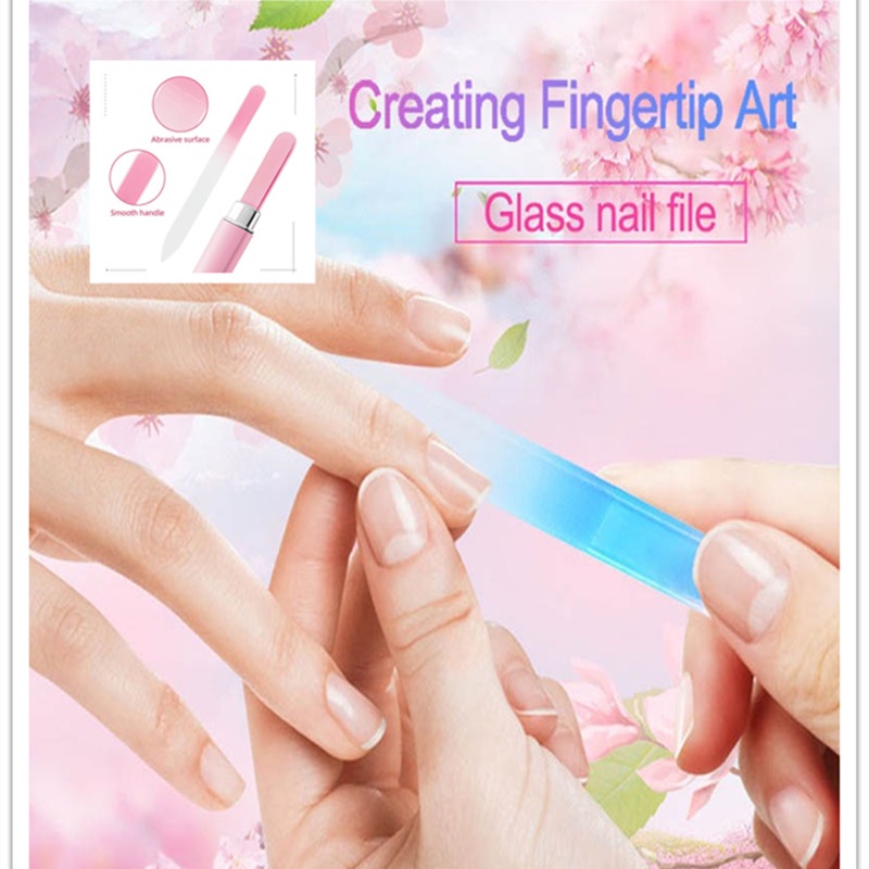 Bộ 3 Cây Dũa Móng Tay / Chân Bằng Kính Hai Mặt Kèm Hộp Đựng Dành Cho Nữ