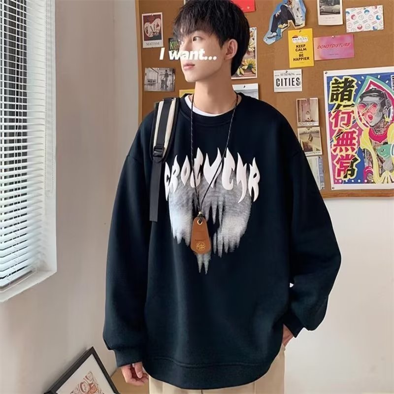 Áo Nỉ Cổ Tròn Dáng Rộng In Họa Tiết Phong Cách Đường Phố Thời Trang Mùa Xuân Mới