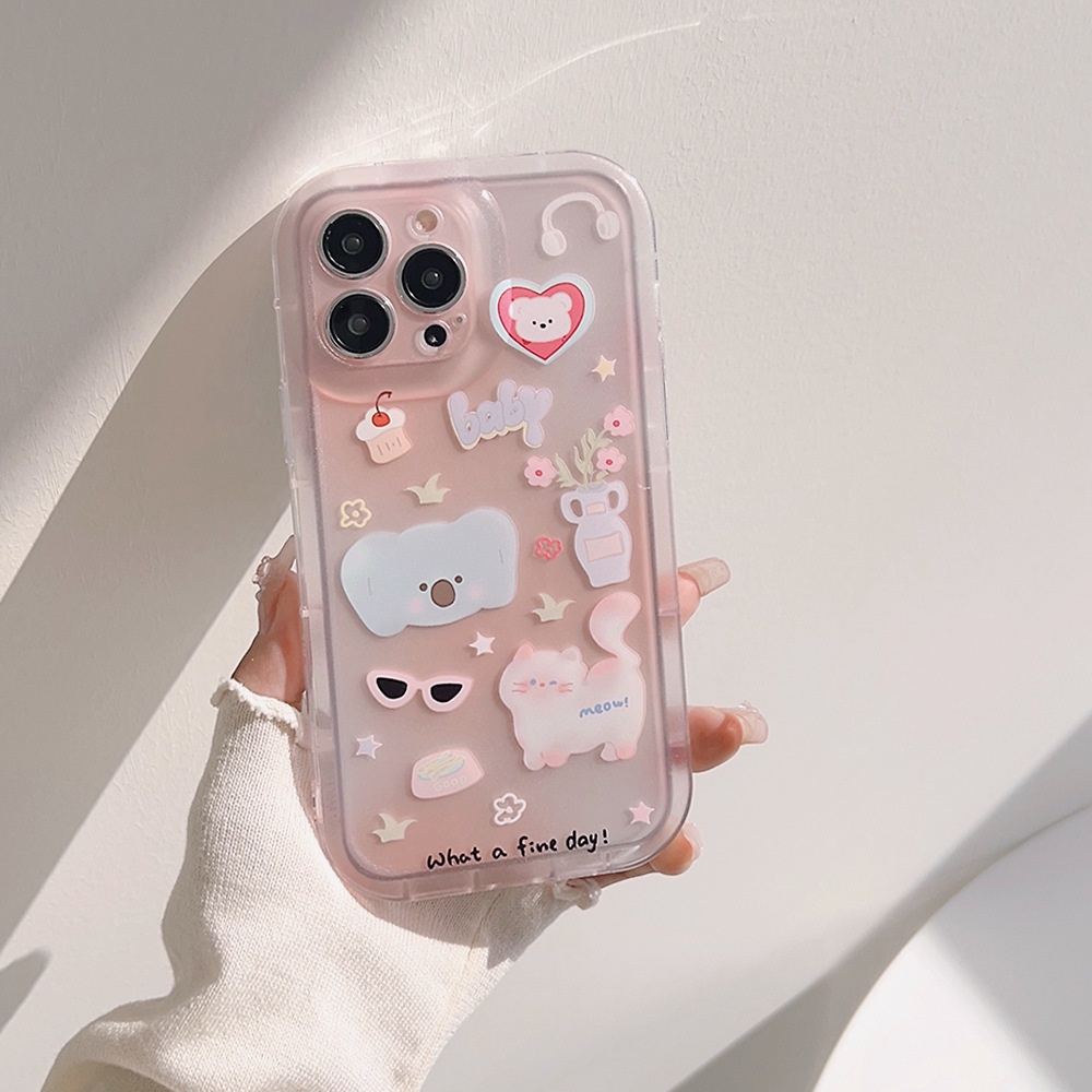 Ôp Điện Thoại tpu Silicon Chống Rơi Vỡ In Hình Mèo Hồng Dễ Thương Dành Cho apple iphone 11 12 13 14 pro max