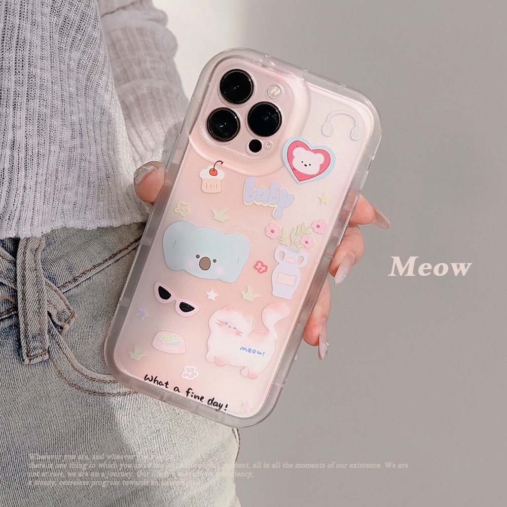 Ôp Điện Thoại tpu Silicon Chống Rơi Vỡ In Hình Mèo Hồng Dễ Thương Dành Cho apple iphone 11 12 13 14 pro max