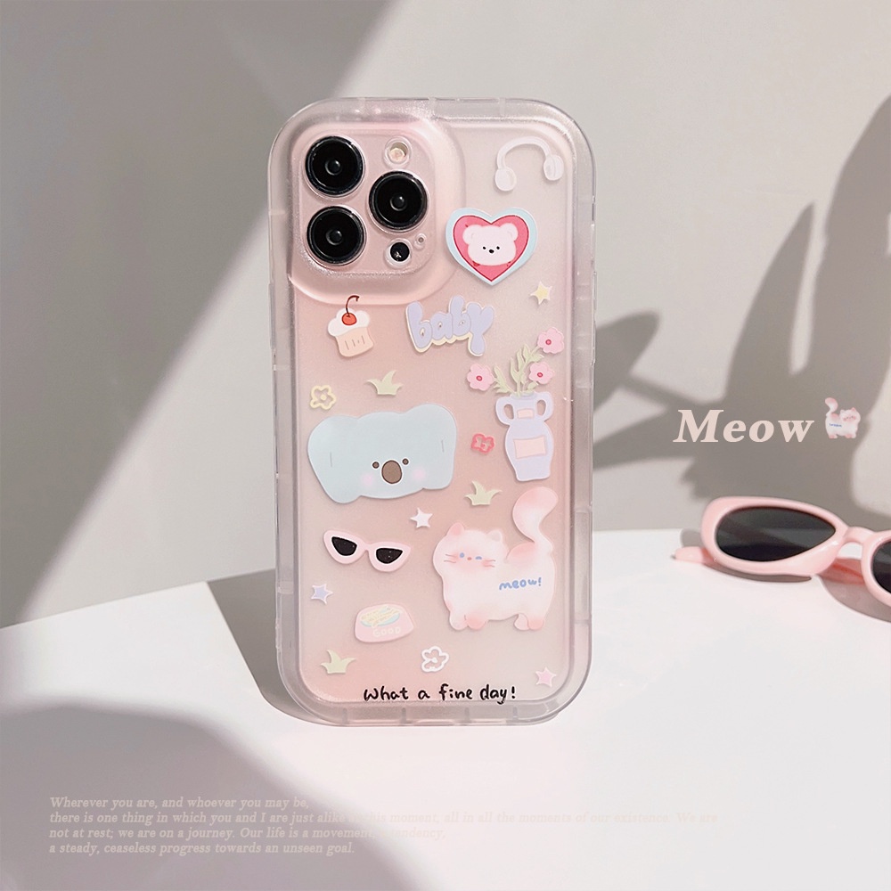 Ôp Điện Thoại tpu Silicon Chống Rơi Vỡ In Hình Mèo Hồng Dễ Thương Dành Cho apple iphone 11 12 13 14 pro max