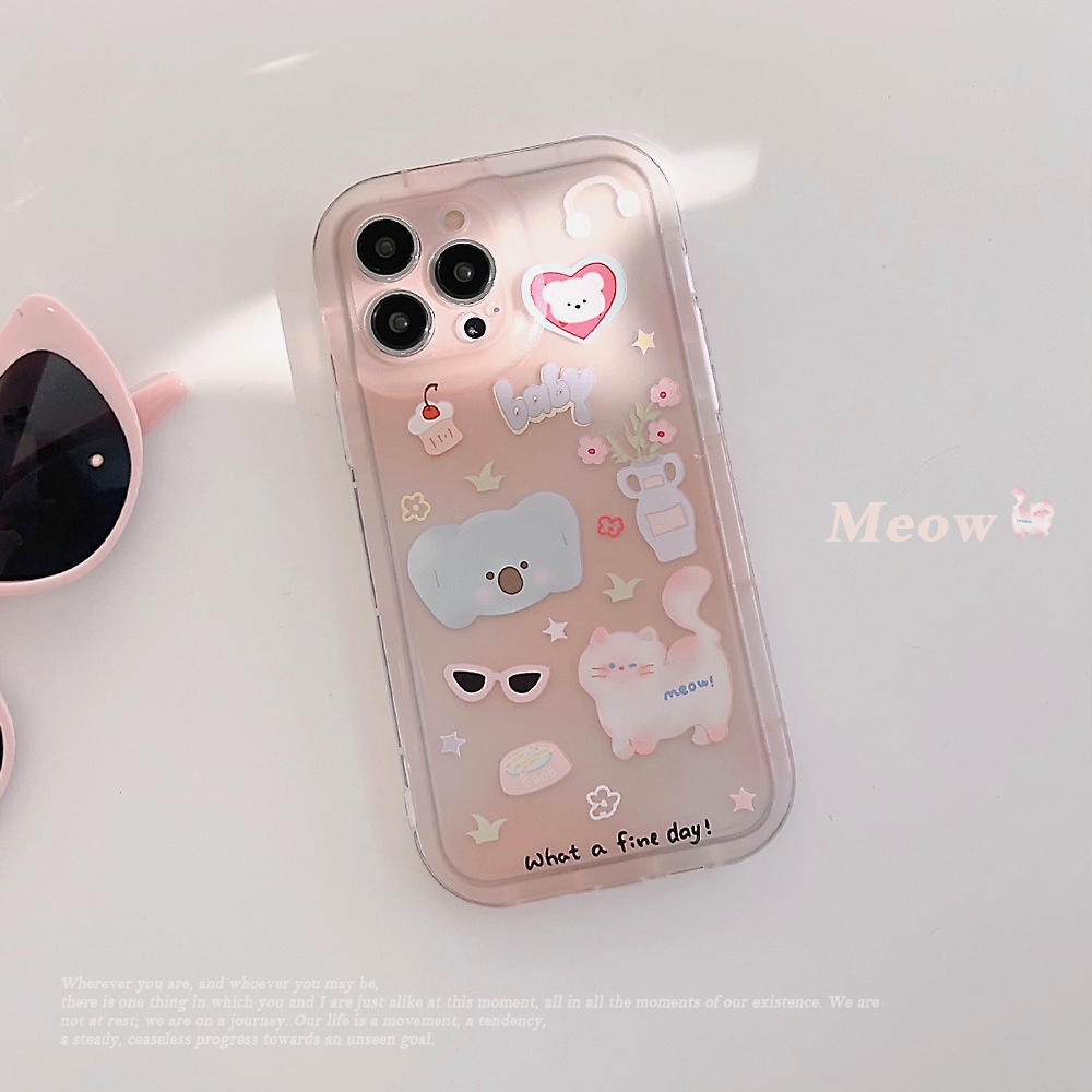 Ôp Điện Thoại tpu Silicon Chống Rơi Vỡ In Hình Mèo Hồng Dễ Thương Dành Cho apple iphone 11 12 13 14 pro max