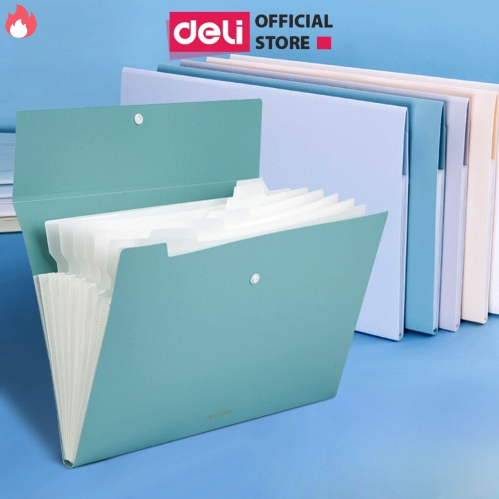 Cặp Đựng Tài Liệu A4 Deli File Đựng Tài Liệu Hồ Sơ 8 Ngăn Túi Hồ Sơ Văn Phòng File Lưu Trữ Đa Năng Nhiều Màu Sắc RYVN