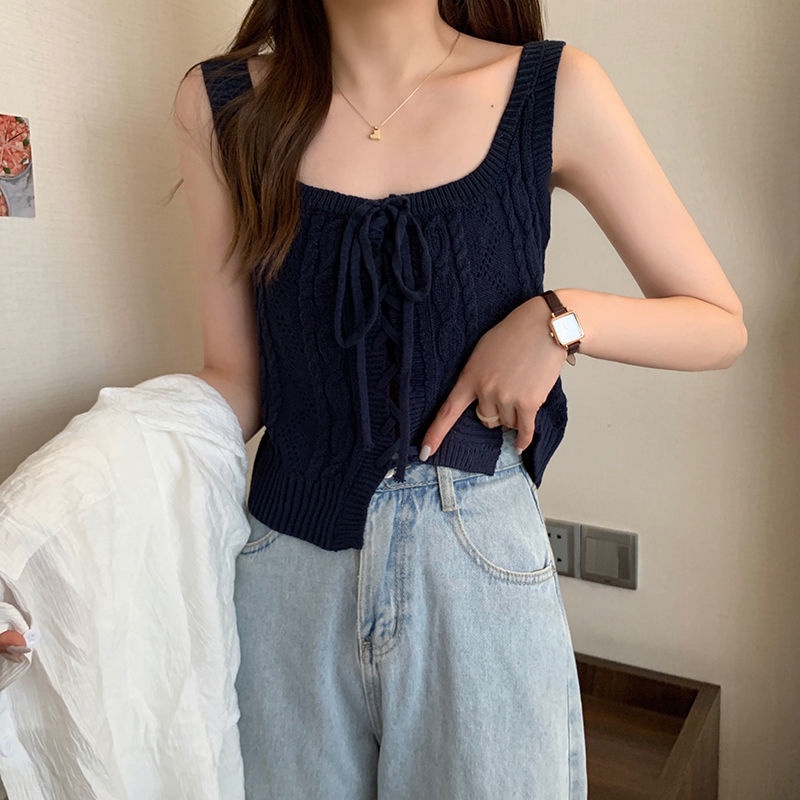 Áo Hai Dây Dệt Kim Thời Trang Mùa Hè Hàng Mới Dành Cho Bạn Nữ