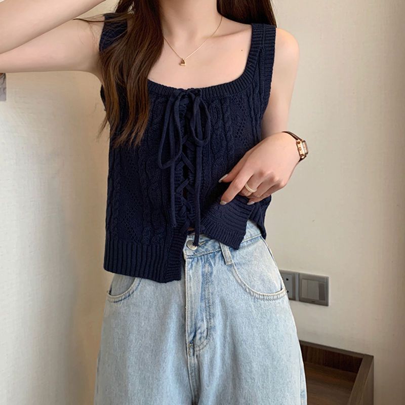 Áo Hai Dây Dệt Kim Thời Trang Mùa Hè Hàng Mới Dành Cho Bạn Nữ