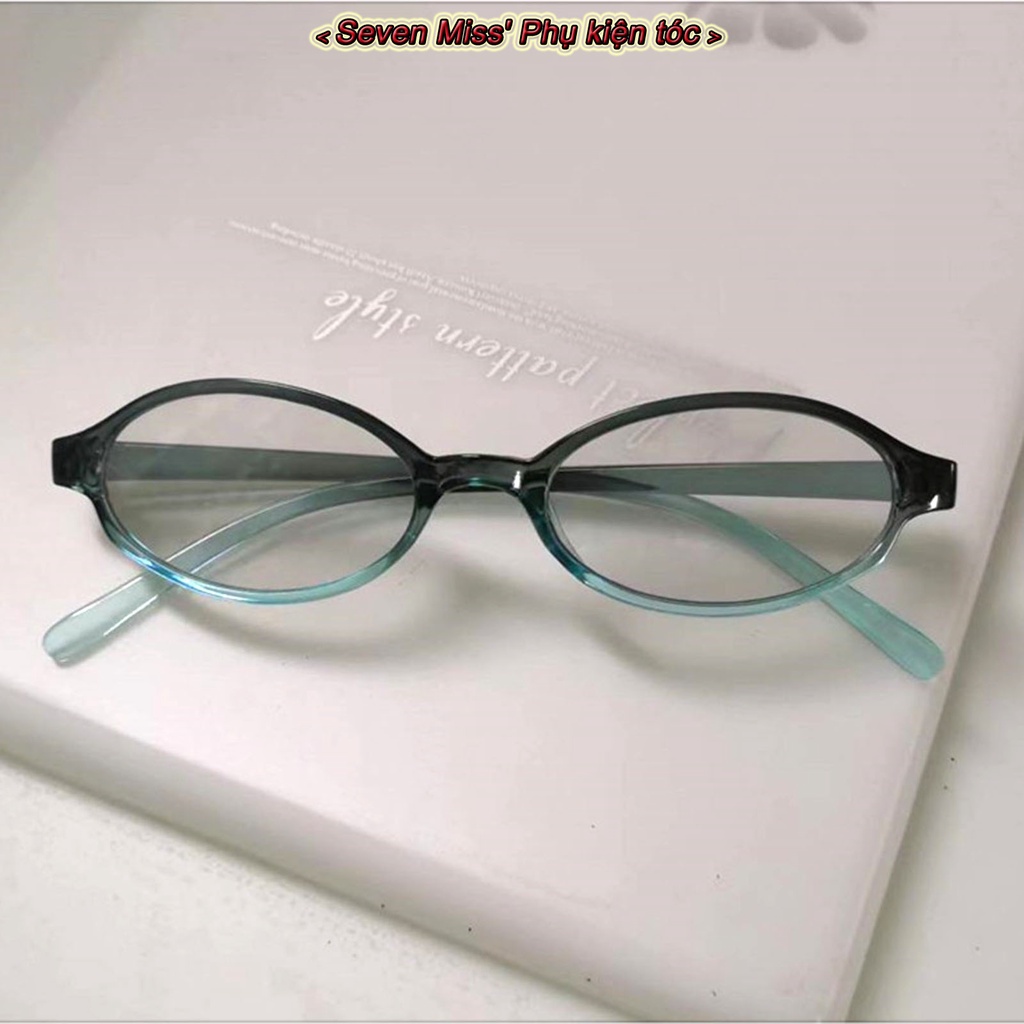 SevenMiss Mắt Kính Gọng Oval Nhỏ Màu Xanh Dương Gradient Phong Cách Retro Cho Nữ