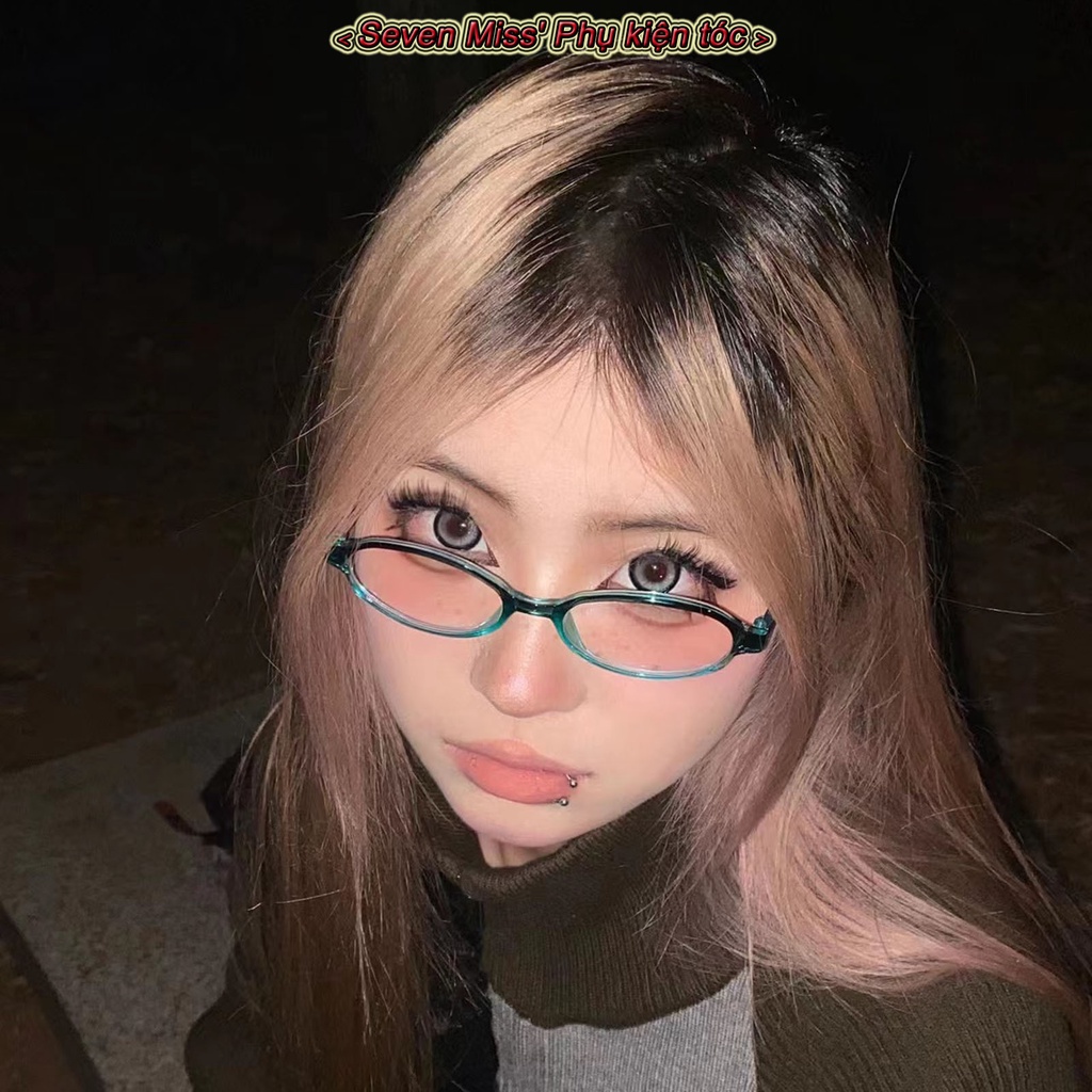 SevenMiss Mắt Kính Gọng Oval Nhỏ Màu Xanh Dương Gradient Phong Cách Retro Cho Nữ