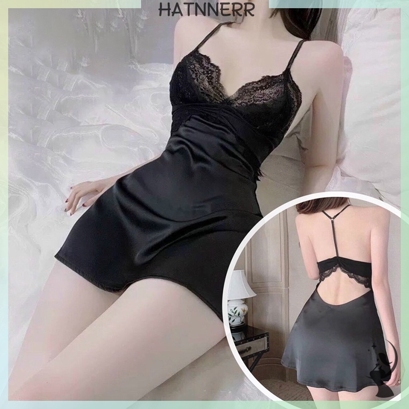 Đầm Ngủ Cổ Chữ v Phối Ren Hở Lưng Quyến Rũ Dành Cho Nữ fhs