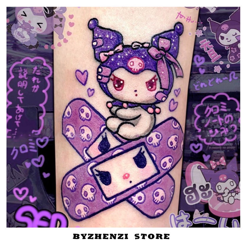 Set 7 Hình Xăm Dán Tạm Thời Không Thấm Nước Hình kuromi melody Dễ Thương