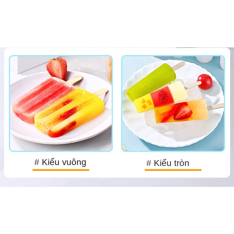 Khuôn Làm Kem gelato Hai Hình Dạng Có Nắp Đậy