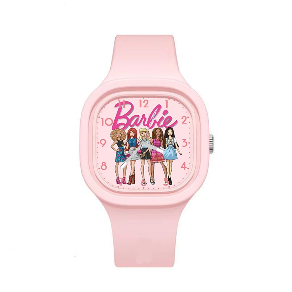 Đồng Hồ Công Chúa barbie Màu Hồng Với Dây Đeo silicone Chất Lượng Cao Chống Thấm Nước Cho Bé